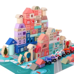 115 Pieces Wooden City Building Blocks | Stacking Educational Toys |Building Toys for Creative Play