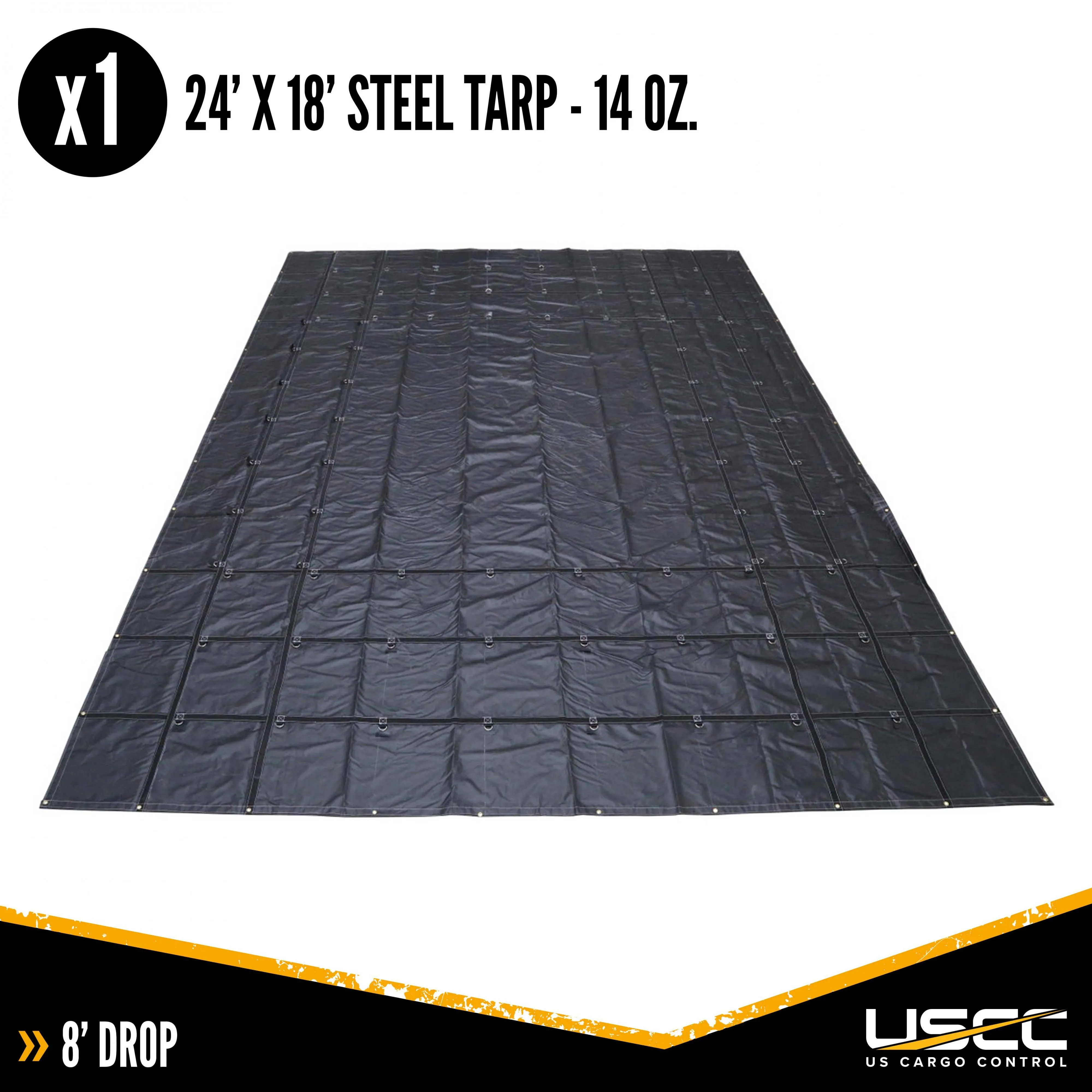 14 oz. 3 Pc. Lumber Tarp - Ends: 24' x 20' (8' Drop); Mid: 24' x 18' - Black
