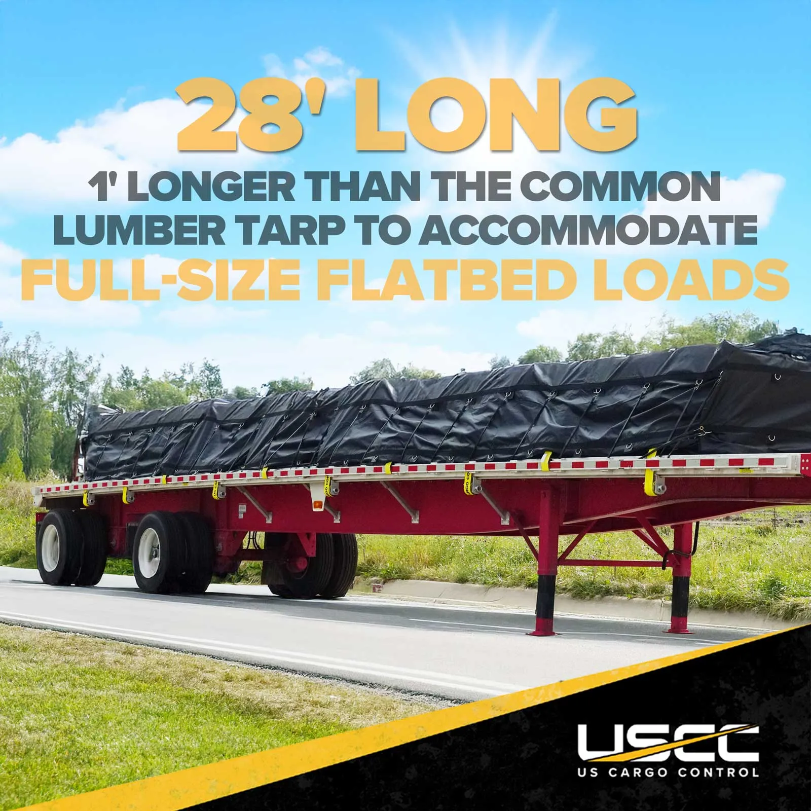 24' x 18' Heavy Duty Lumber Tarp | 8' Drop & Flap - 18 oz. Black Tarp