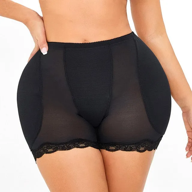 6XL Black Lace Trim Padded Butt Lifter Tummy Control Slimming Shorts Plus Size Women