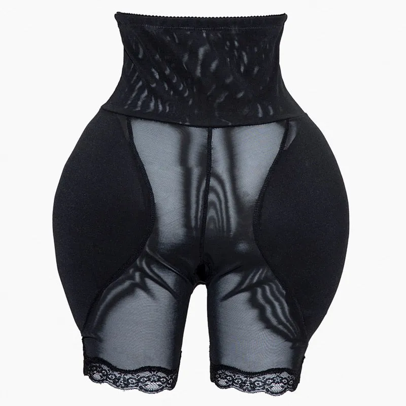 6XL Black Lace Trim Padded Butt Lifter Tummy Control Slimming Shorts Plus Size Women