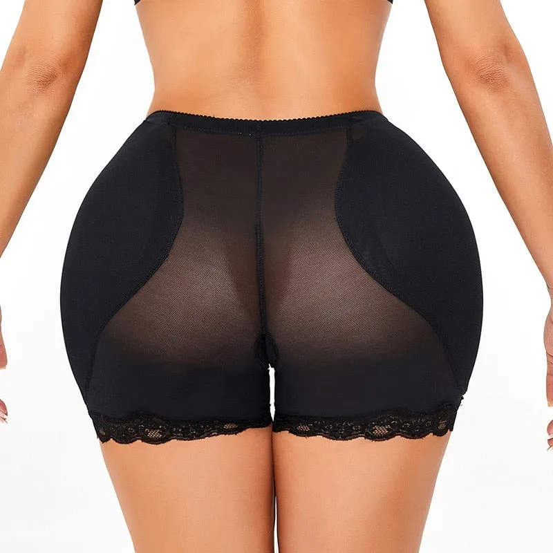 6XL Black Lace Trim Padded Butt Lifter Tummy Control Slimming Shorts Plus Size Women
