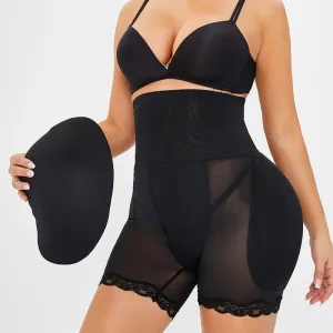 6XL Black Lace Trim Padded Butt Lifter Tummy Control Slimming Shorts Plus Size Women