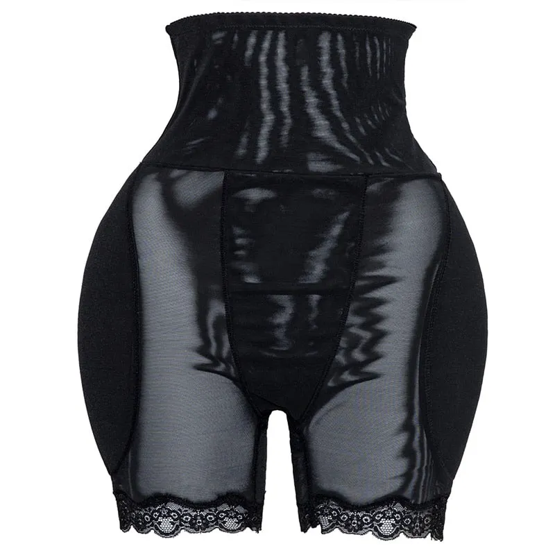 6XL Black Lace Trim Padded Butt Lifter Tummy Control Slimming Shorts Plus Size Women