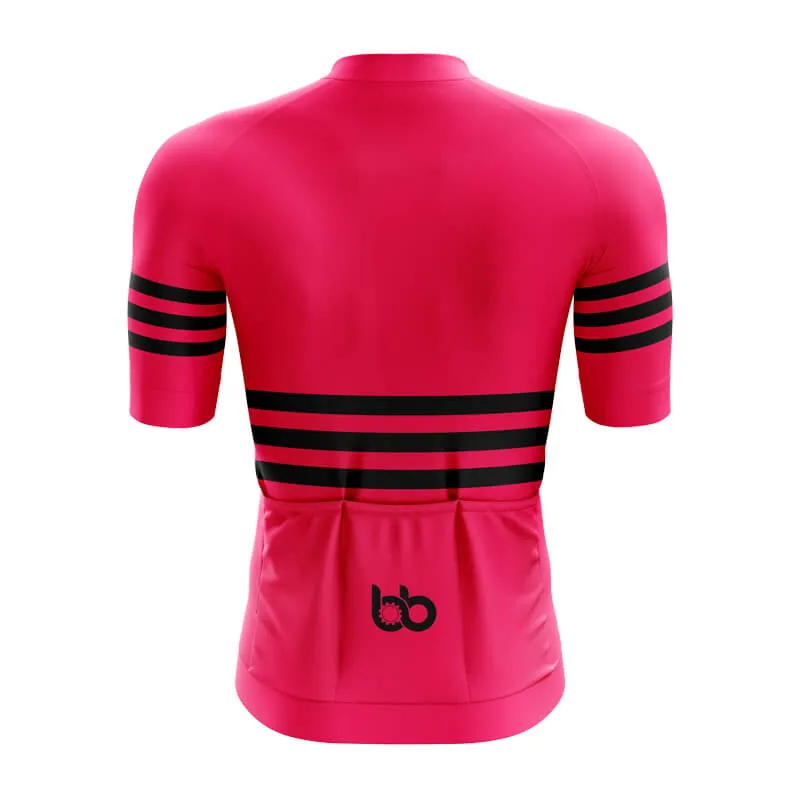 Bicycle Booth Stripes (Pink) Short sleeve Aero Jersey [CLEARANCE]