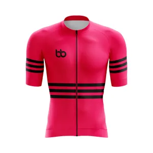 Bicycle Booth Stripes (Pink) Short sleeve Aero Jersey [CLEARANCE]