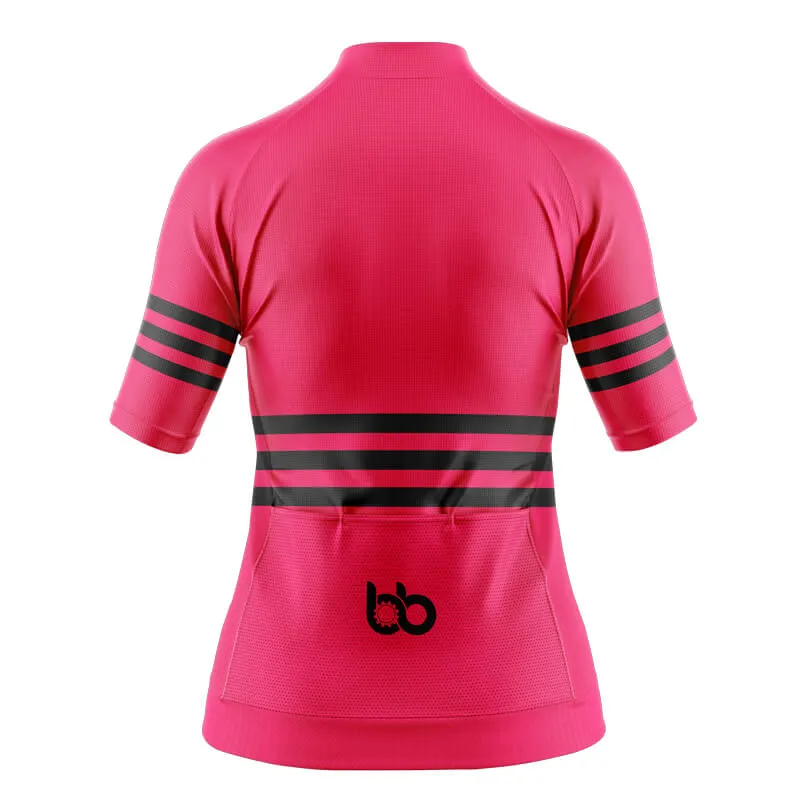 Bicycle Booth Stripes (Pink) Short sleeve Aero Jersey [CLEARANCE]