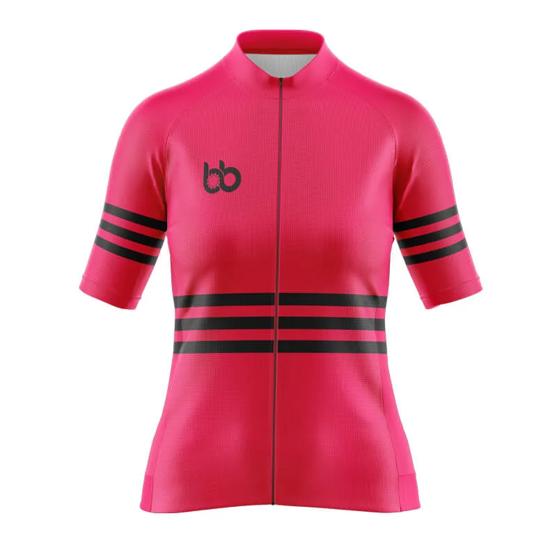 Bicycle Booth Stripes (Pink) Short sleeve Aero Jersey [CLEARANCE]