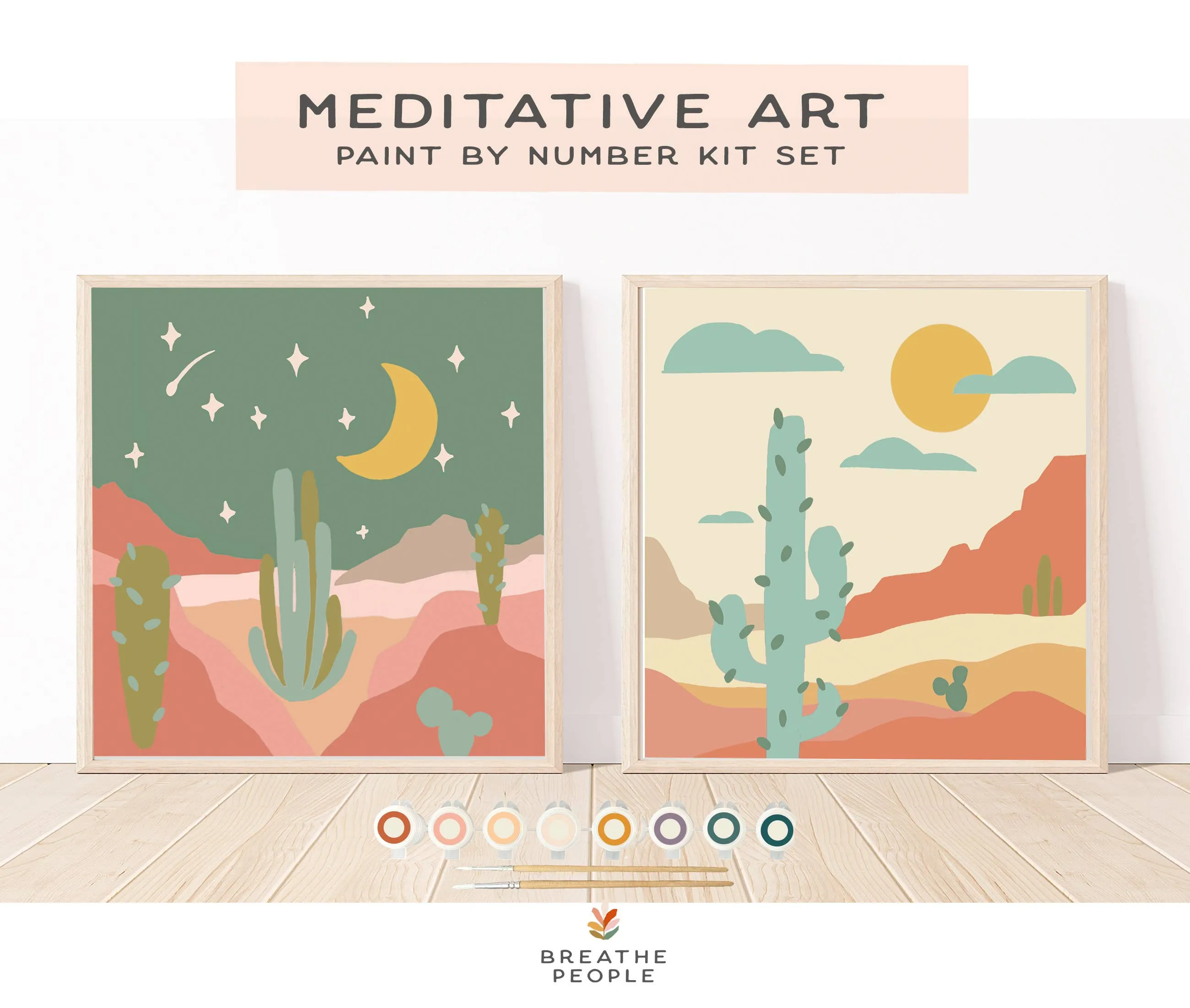 Breathe People - Zen Desert Meditative Art Paint by Number Kit   Easel