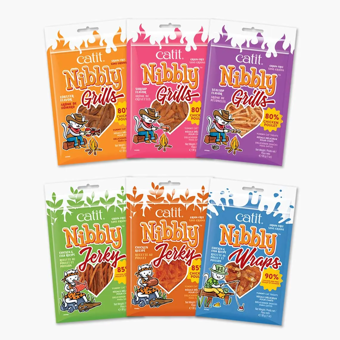 Catit Nibbly Jerky, Wraps & Grills – Variety Pack