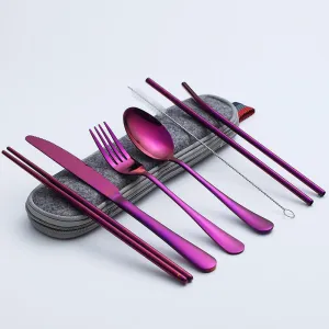 Demurs 8-Piece Portable Stainless Steel Reusable Flatware Set