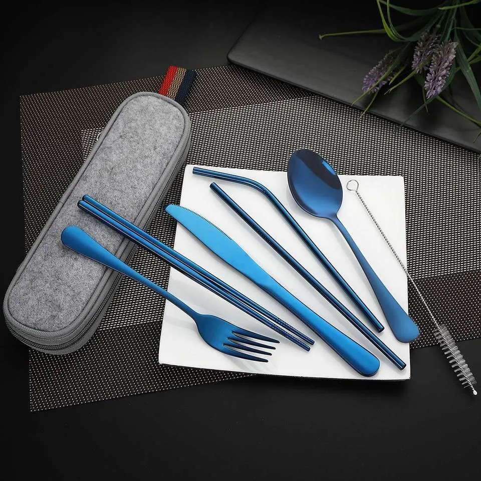Demurs 8-Piece Portable Stainless Steel Reusable Flatware Set