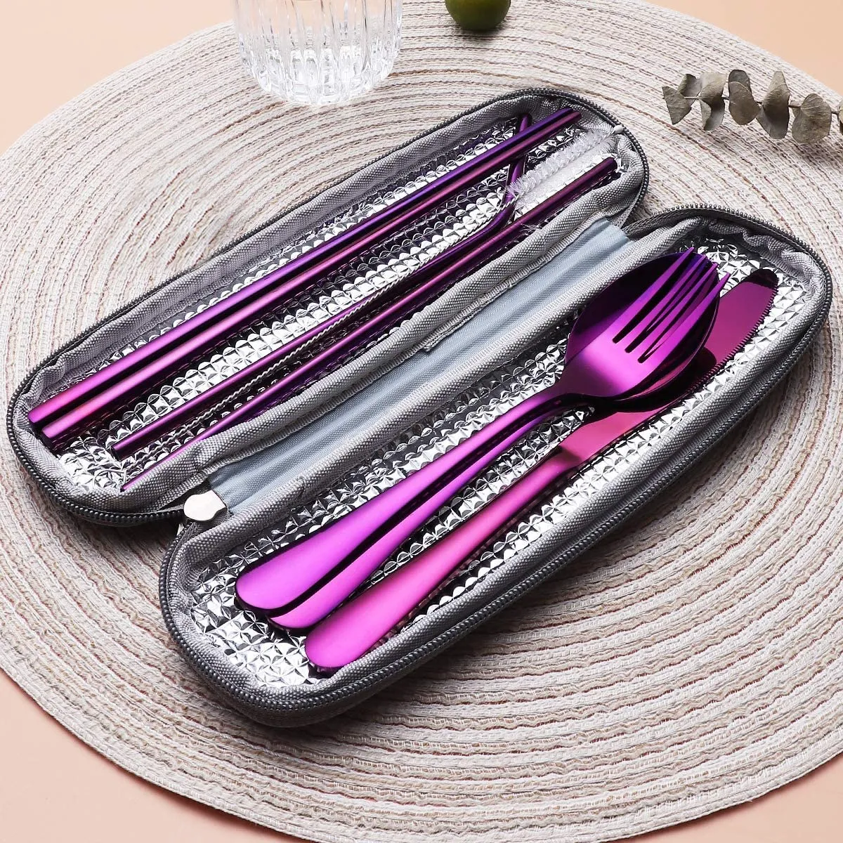 Demurs 8-Piece Portable Stainless Steel Reusable Flatware Set