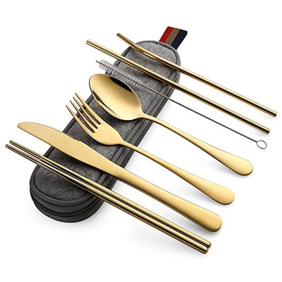 Demurs 8-Piece Portable Stainless Steel Reusable Flatware Set