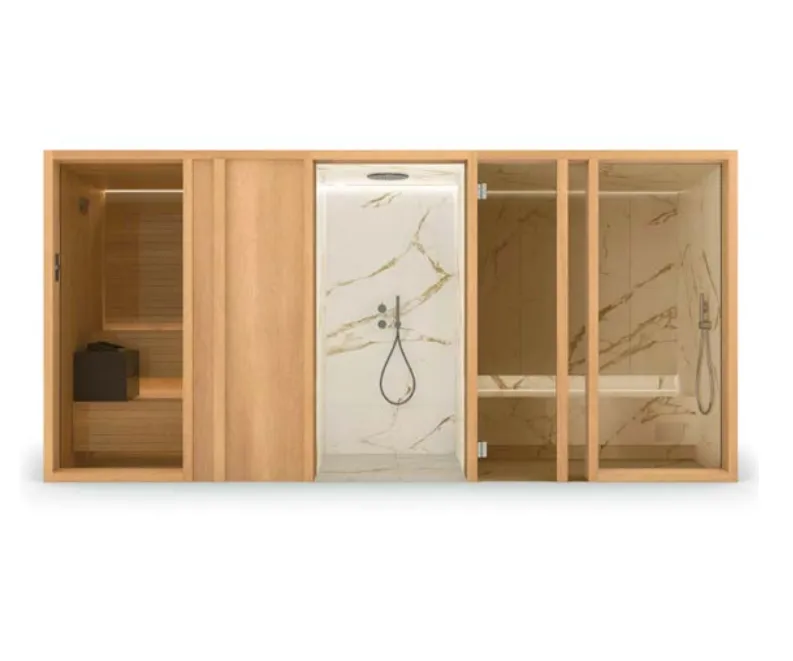 Effe YU80220002 Yoku spa door, r.h. corner, dark ht  wood - fior di bosco, 240v 1ph 60hz