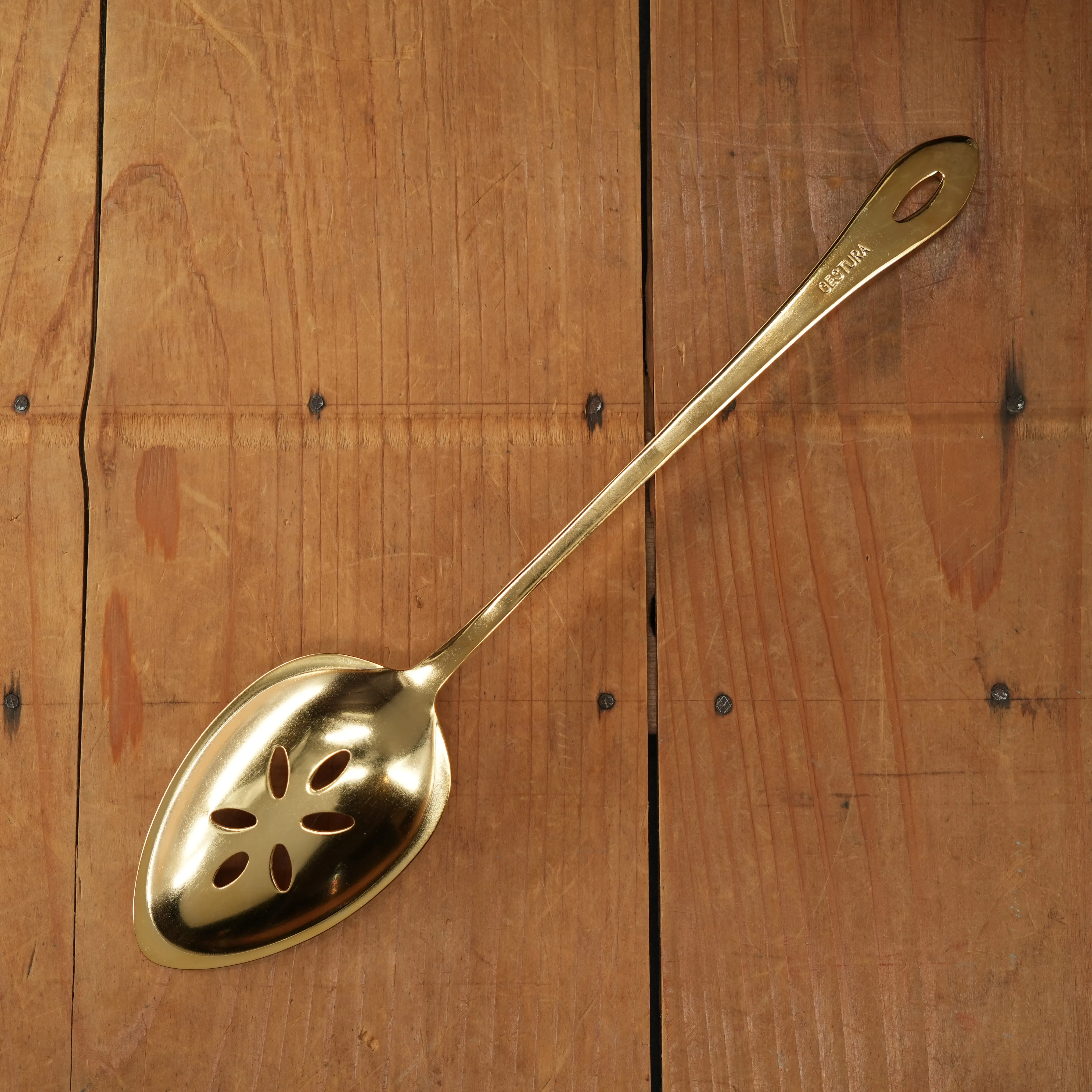 Gestura 9” 00 Oro Golden Stainless Steel Kitchen Slotted Spoon