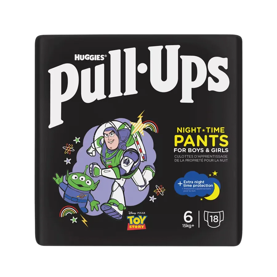 Huggies Pull-Ups Unisex Night Time Training Nappy Pants Size 6 (18 Pack)