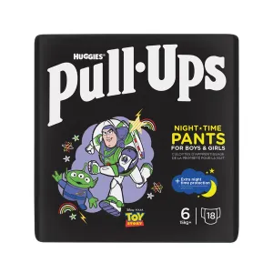 Huggies Pull-Ups Unisex Night Time Training Nappy Pants Size 6 (18 Pack)