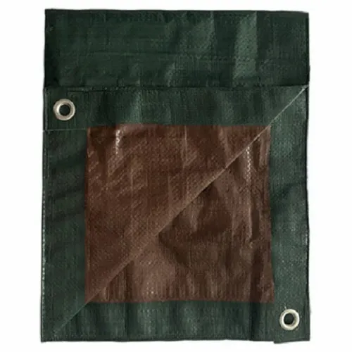 ITM MD-WP-GB-0418 4' x 18' Green & Brown Reversible Wood Pile Tarp - Quantity of 6
