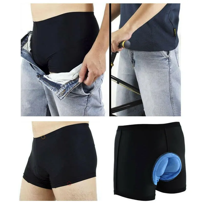Lixada High-waisted Men Cycling Underwear Gel 3D Padded Bike Bicycle Pants Black