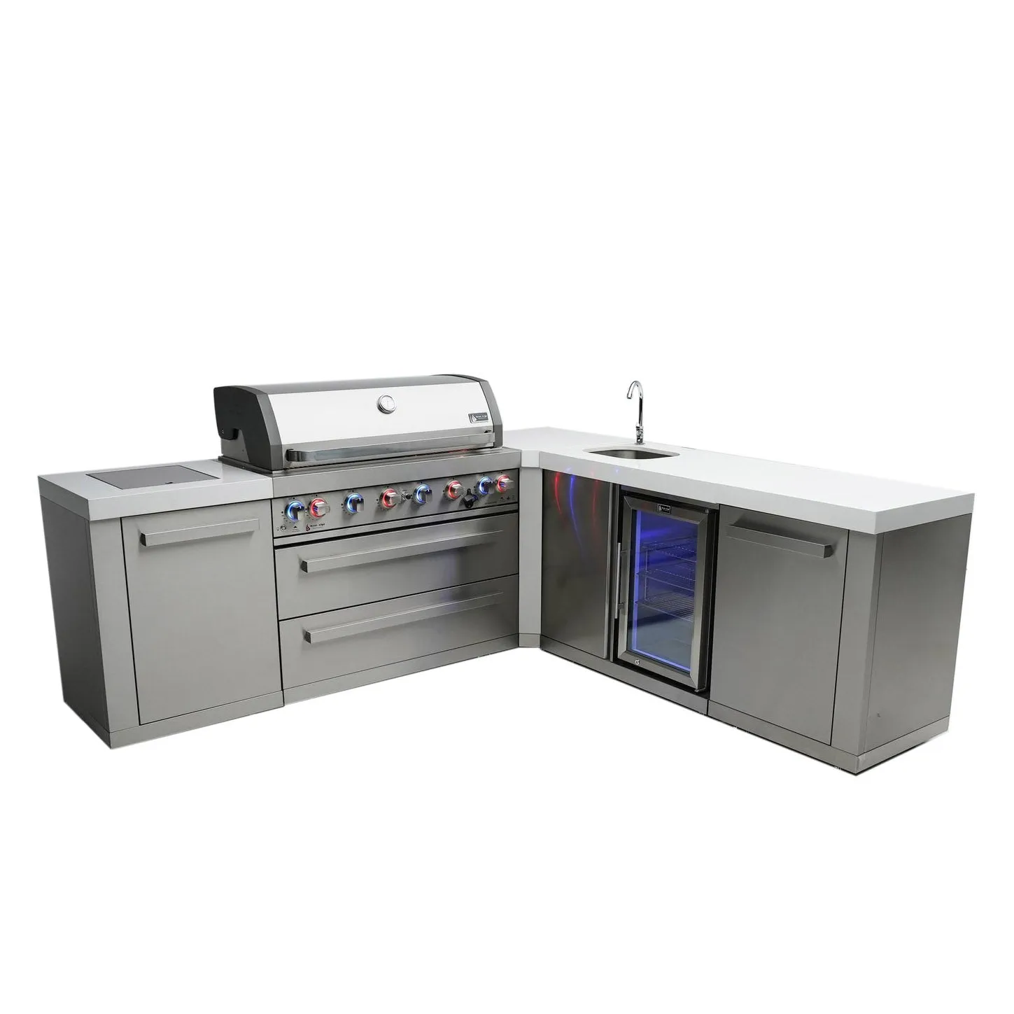 Mont Alpi 805 Island with a 90 Degree Corner and Beverage Center MAi805-90BEV