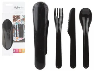 Mybento | 3 Piece Compact Cutlery Set Black