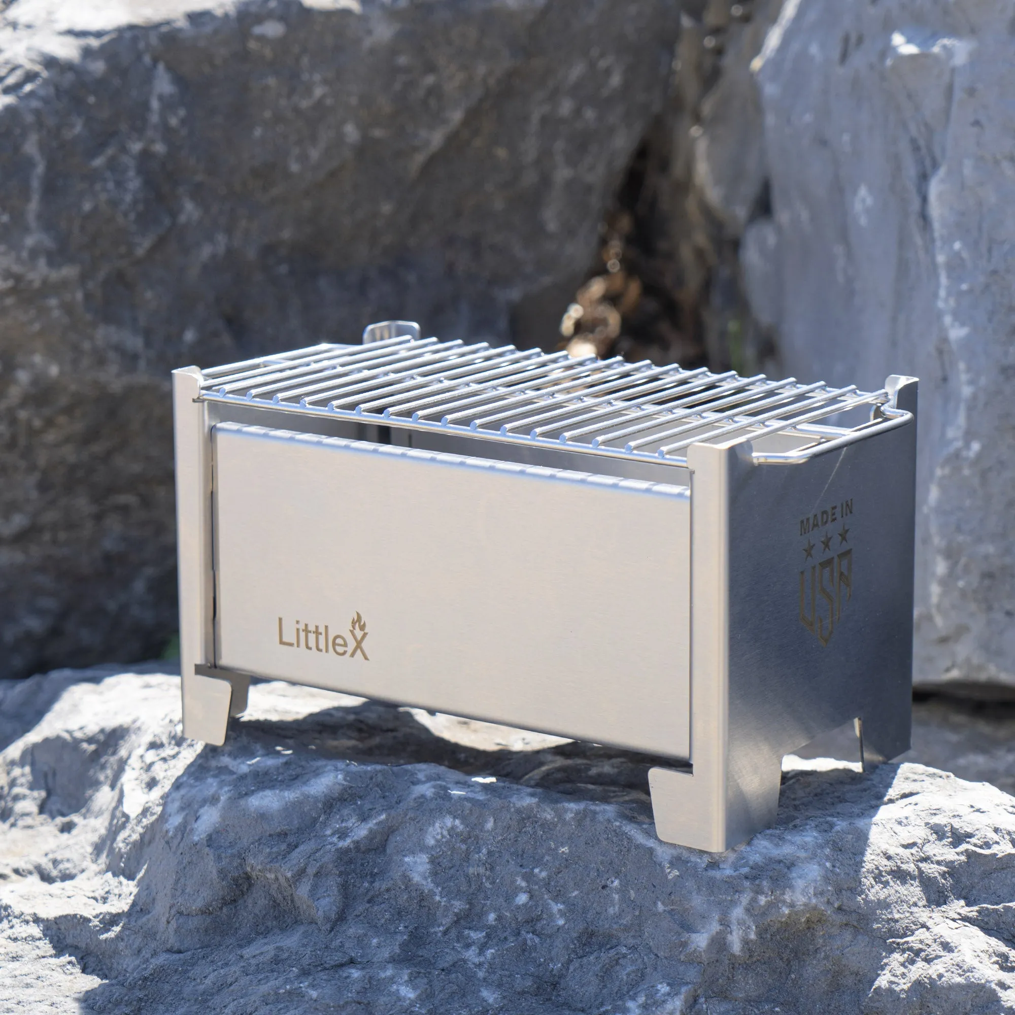 Portable Foldable Small Charcoal Grill & BBQ | Camping Stove | Stainless Steel Tabletop Grill for Outdoor Cooking | LittleX S01