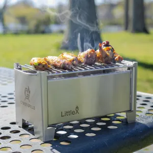 Portable Foldable Small Charcoal Grill & BBQ | Camping Stove | Stainless Steel Tabletop Grill for Outdoor Cooking | LittleX S01