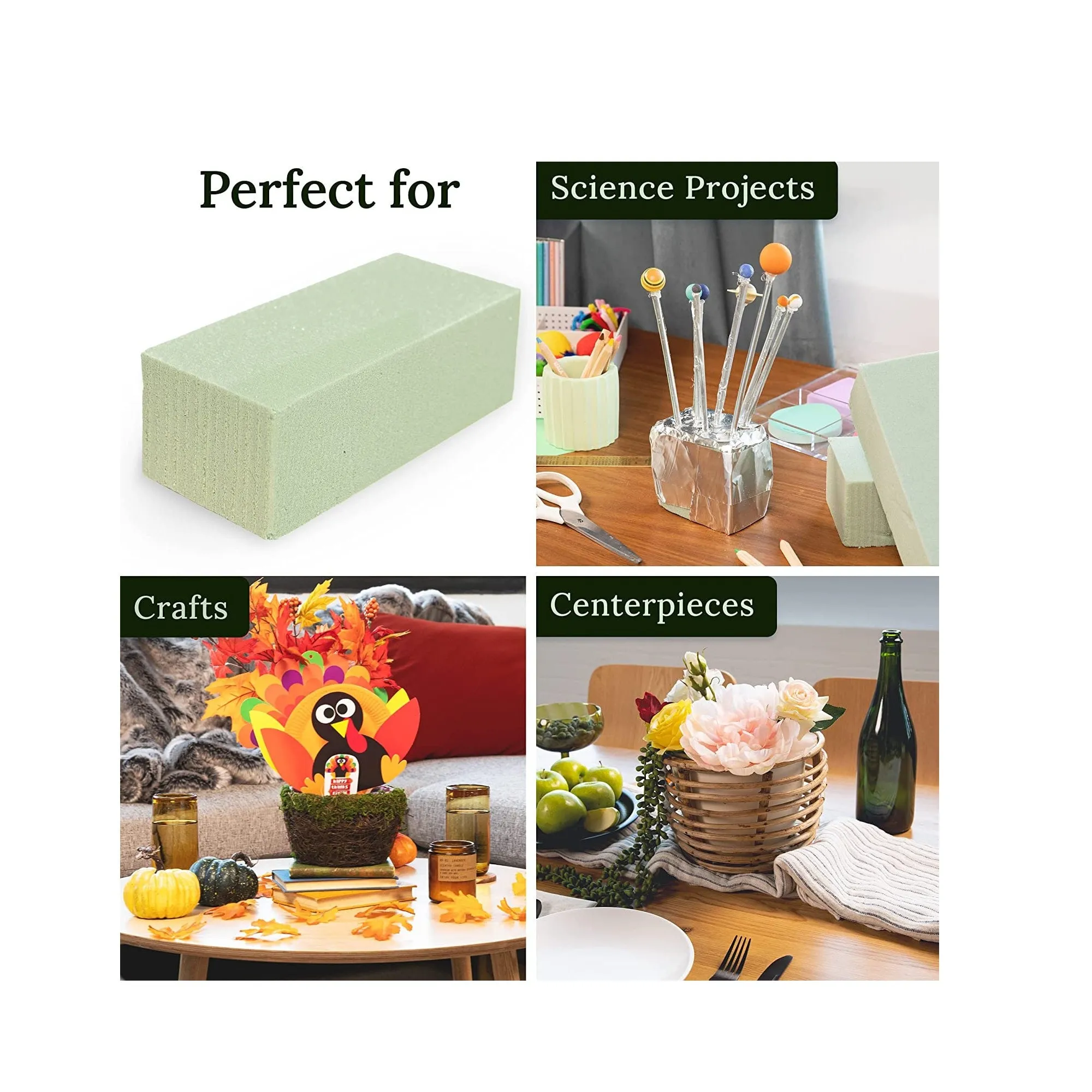 Premium Dry Floral Foam Blocks for Flower Arrangements 6pk | Styrofoam Block for Artificial Flowers & Plant Decoration