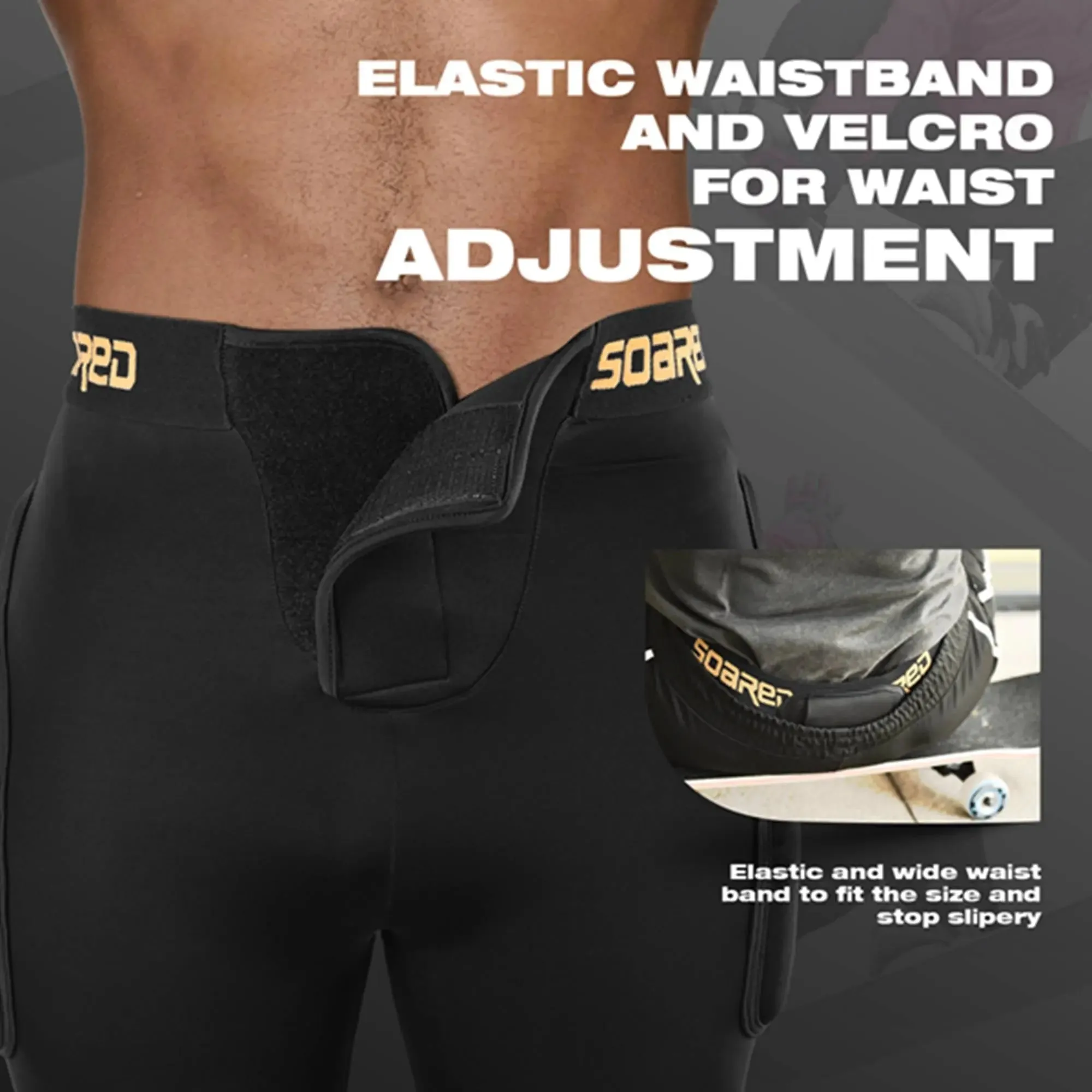 Soared 3D Protection Hip Butt XPE Padded Shorts for ski, ice Skating, Snowboarding, Skateboard for Men Women