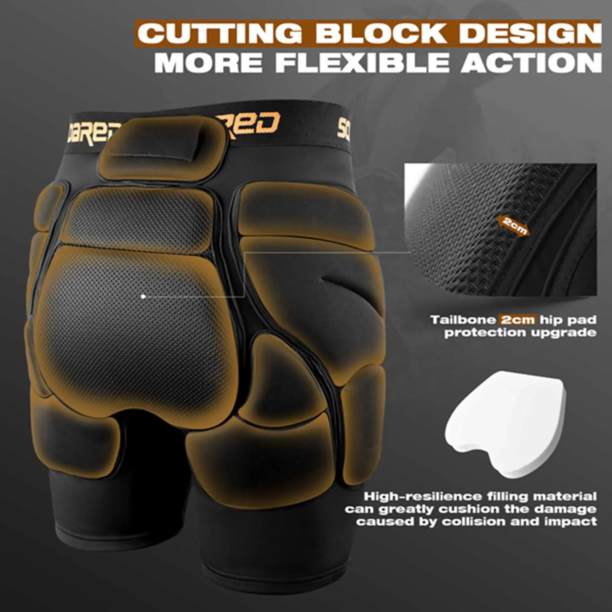 Soared 3D Protection Hip Butt XPE Padded Shorts for ski, ice Skating, Snowboarding, Skateboard for Men Women