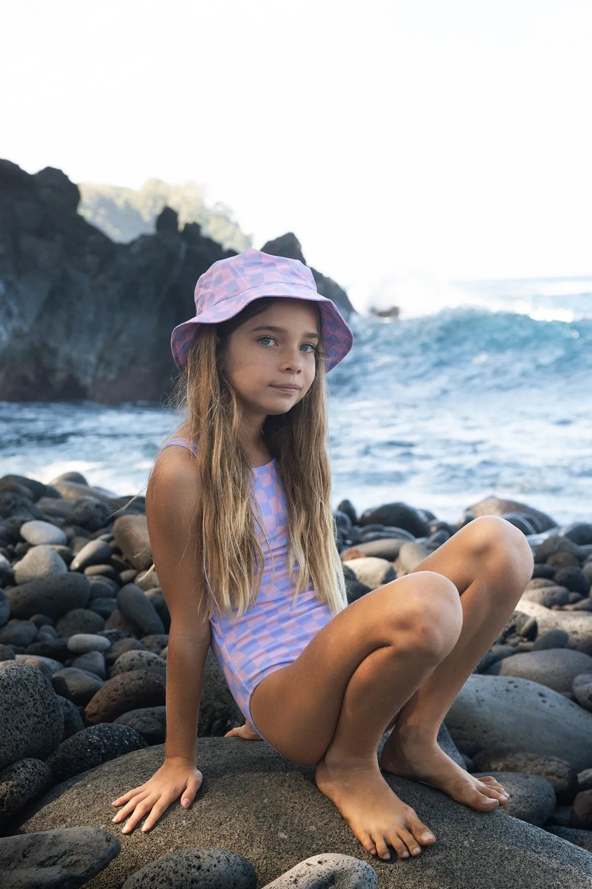 Wavy Checks Swimsuit / Lavender