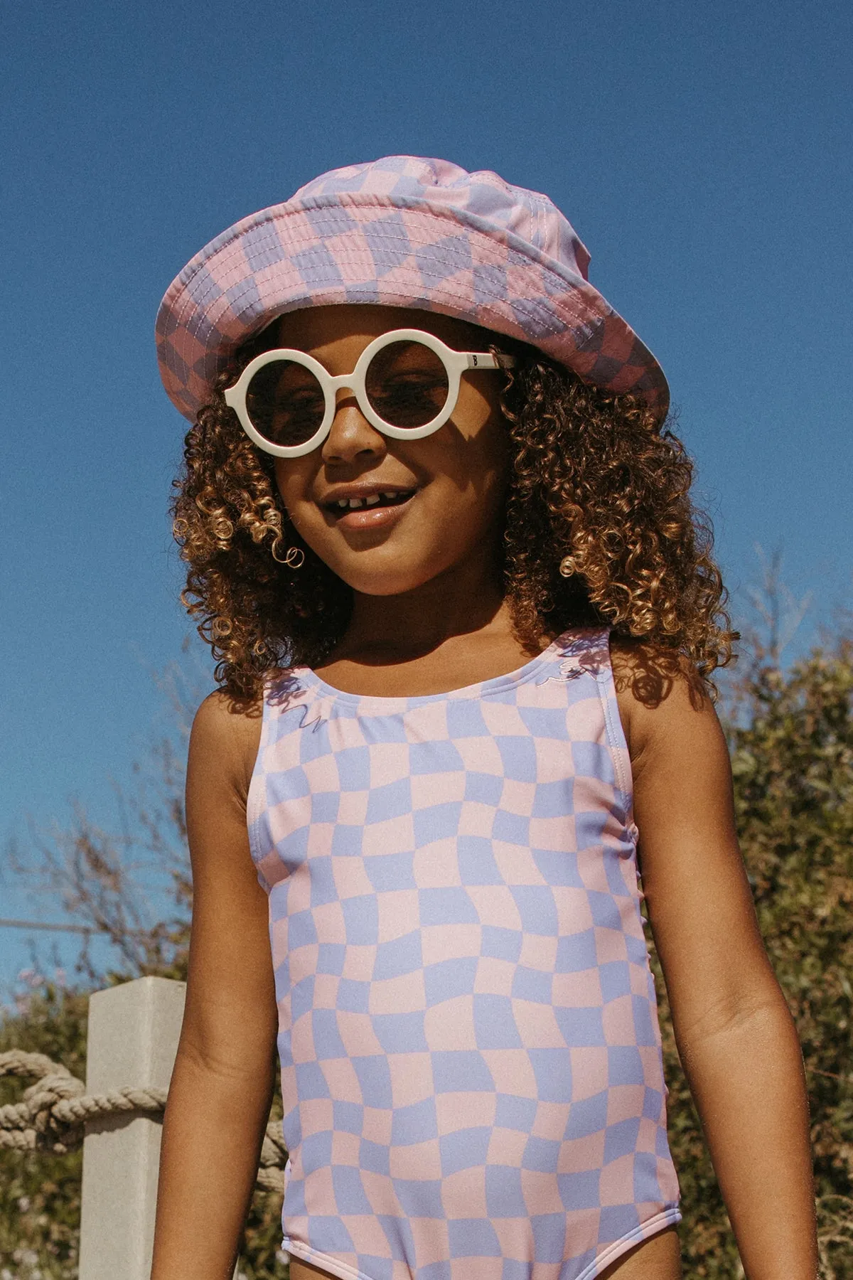 Wavy Checks Swimsuit / Lavender