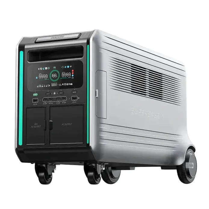 Zendure SuperBase V6400 3,600W 120/240V Power Station Kit | 6.4kWh Battery Storage | 400W - 800W 12V Rigid Mono Solar Panels