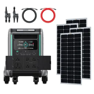 Zendure SuperBase V6400 3,600W 120/240V Power Station Kit | 6.4kWh Battery Storage | 400W - 800W 12V Rigid Mono Solar Panels